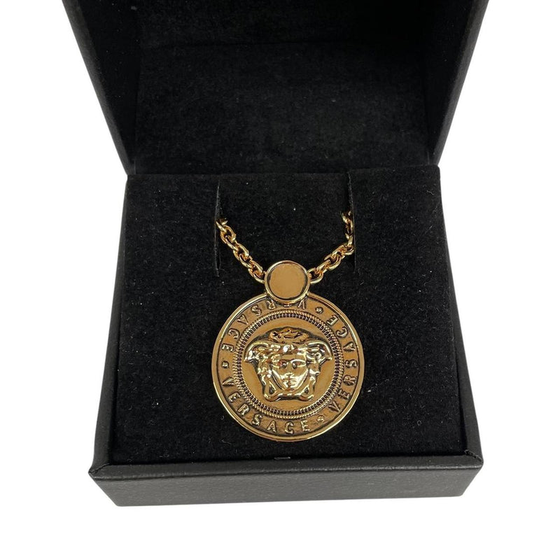 Versace Gold Tone Medusa Pendant Necklace