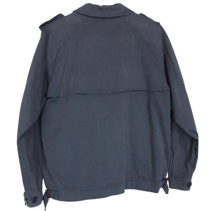 Burberry blue Harrington jacket with Nova Check lining and faint stains on sleeve.