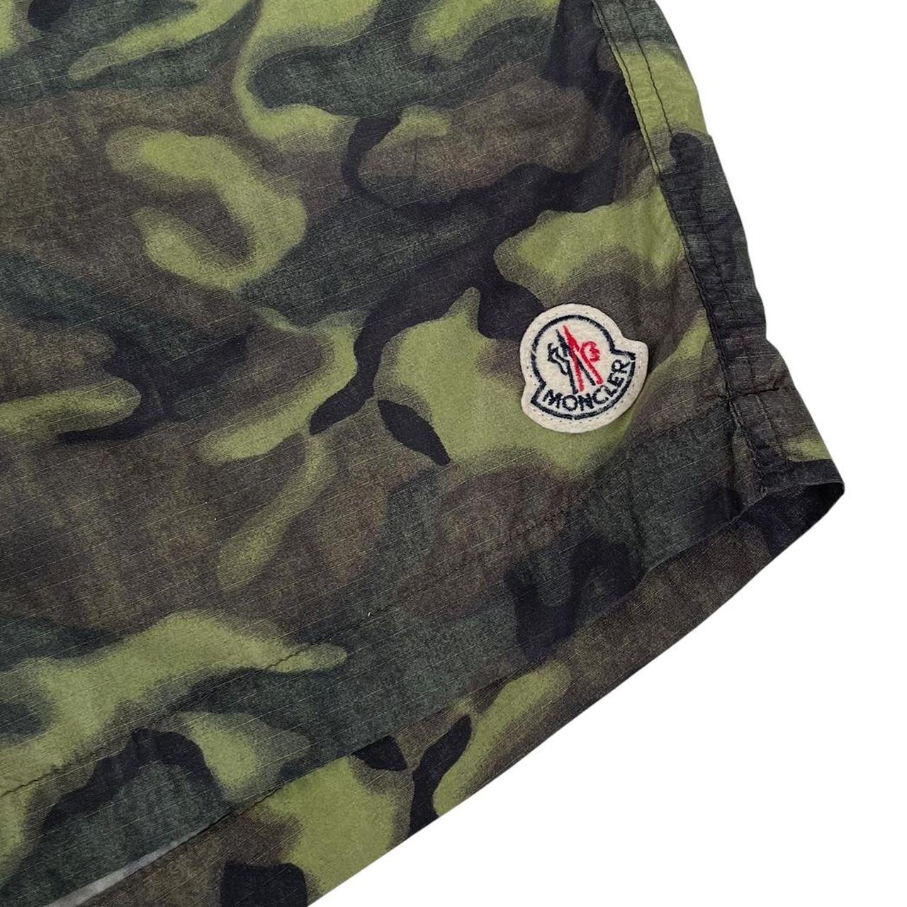 Moncler Green Camoflauge Print Nylon Swim Shorts