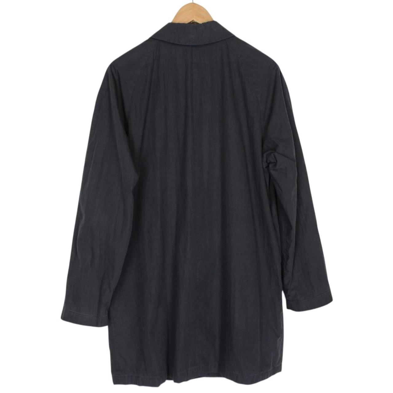 Vintage Burberry London Navy Blue Nova Check Lined Cotton Blend Balmacaan Coat