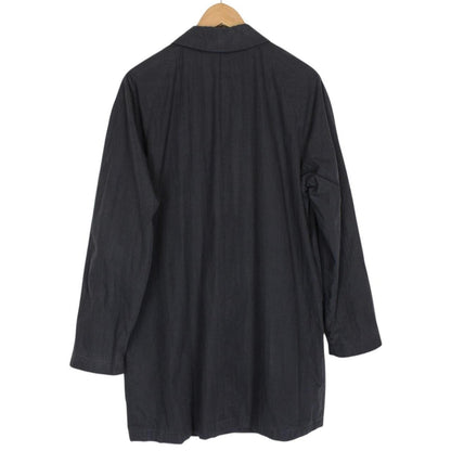 Vintage Burberry London Navy Blue Nova Check Lined Cotton Blend Balmacaan Coat