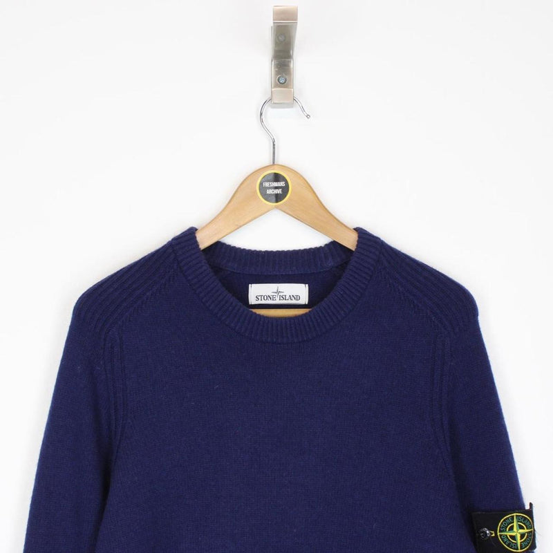 Stone Island AW 2018 Blue Wool Knit Sweatshirt Jumper