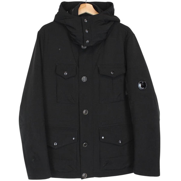 CP Company Black Full Zip Multi Pocket Soft Shell Goggle Jacket