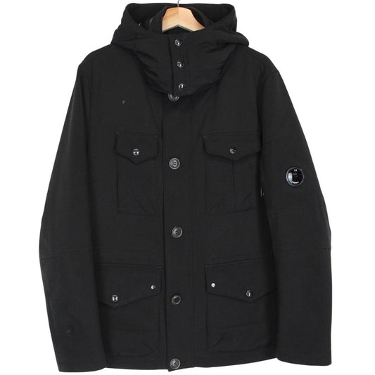 CP Company Black Full Zip Multi Pocket Soft Shell Goggle Jacket
