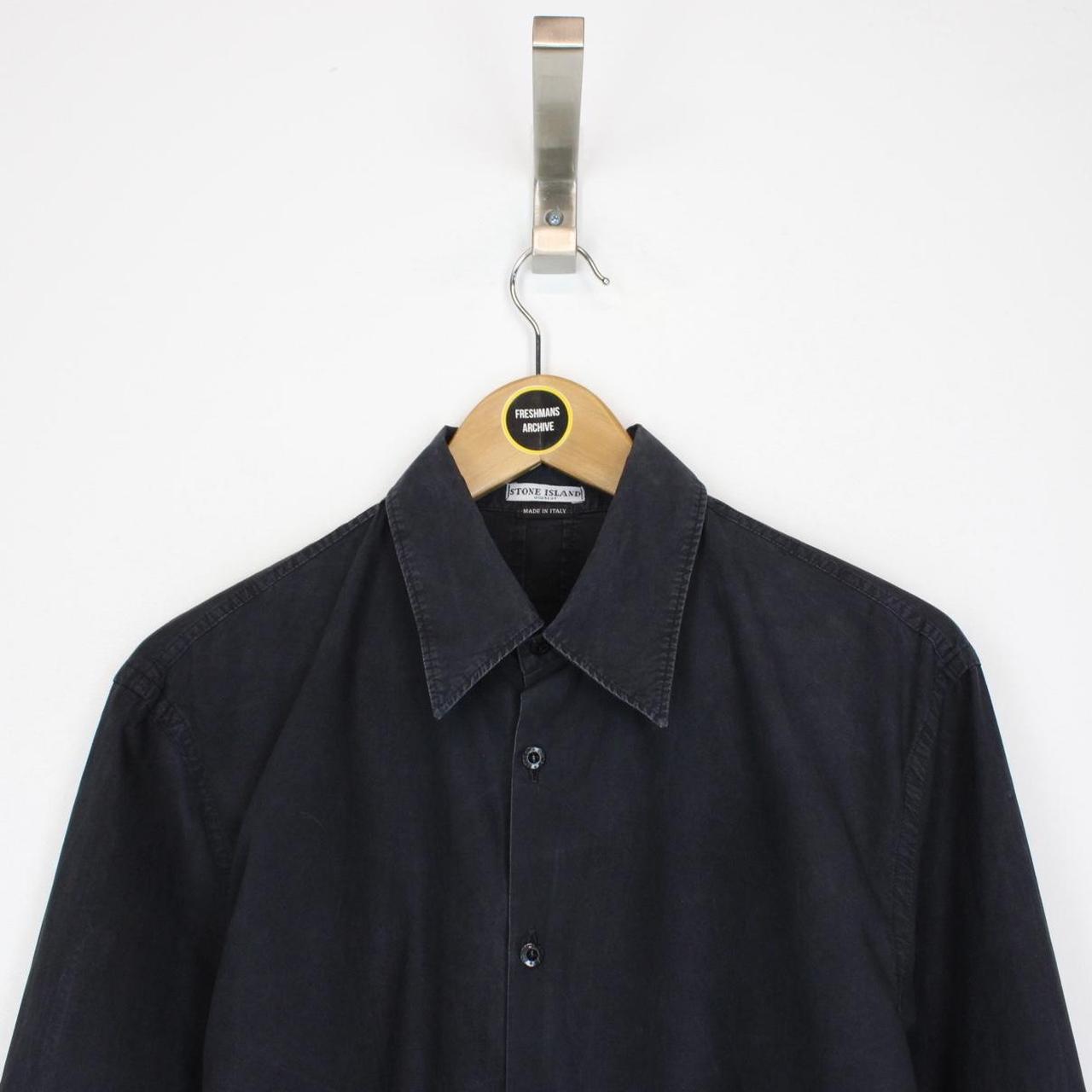 Vintage Stone Island AW 2003 Black Long Sleeve Cotton Logo Shirt