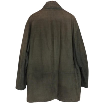 Vintage 90s Burberry Khaki Green Nova Check Lined Quilted Suede Leather Jacket