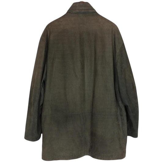 Vintage 90s Burberry Khaki Green Nova Check Lined Quilted Suede Leather Jacket