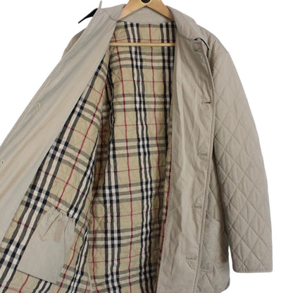 Vintage 90s Burberry Beige Nova Check Quilted Coat
