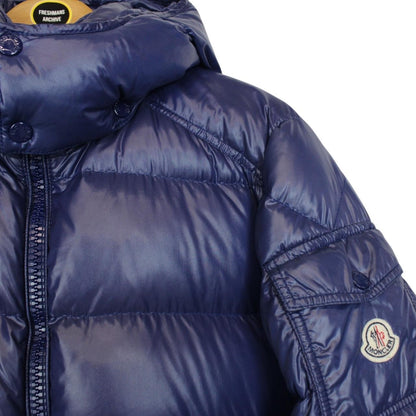 Moncler Maya Navy Blue Full Zip Hooded Down Puffer Jacket