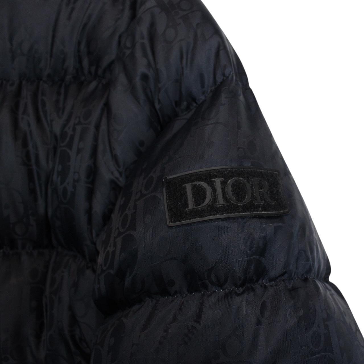 Dior Navy Blue Oblique Technical Full Zip Down Jacket
