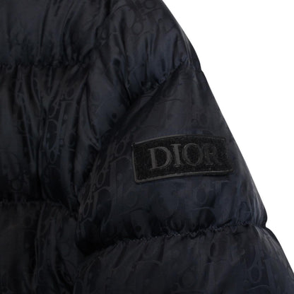 Dior Navy Blue Oblique Technical Full Zip Down Jacket