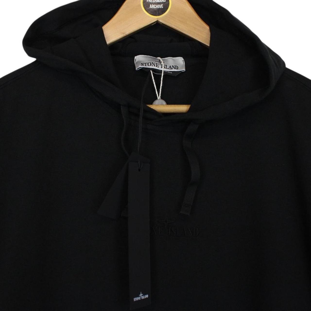 Stone Island Black Embroidered Logo Cotton Hoodie Jumper