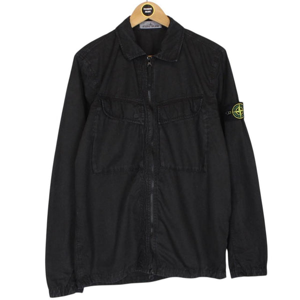 Stone Island AW 2022 Black Full Zip Cotton Overshirt Jacket