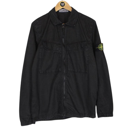 Stone Island AW 2022 Black Full Zip Cotton Overshirt Jacket
