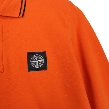 Stone Island Junior AW 2019 Orange Long Sleeve Compass Cotton Polo Shirt