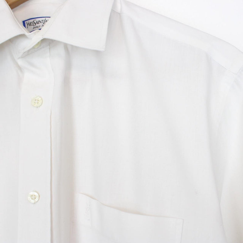 Vintage 80s Yves Saint Laurent White Long Sleeve Cotton Shirt