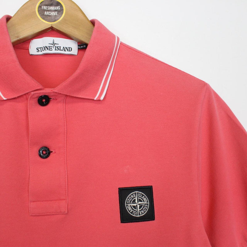 Stone Island Peach Short Sleeve Compass Polo Shirt