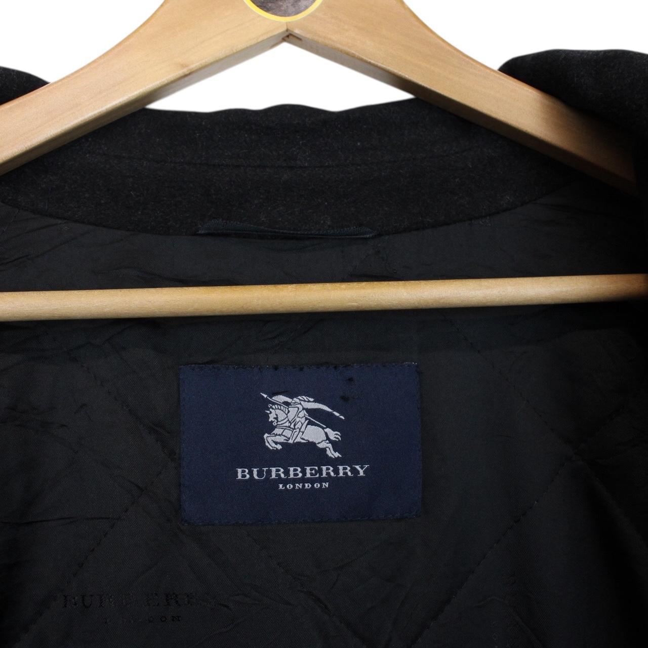 Vintage Burberry London Dark Grey Nova Check Cashmere Wool Blend Coat