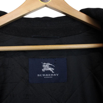 Vintage Burberry London Dark Grey Nova Check Cashmere Wool Blend Coat