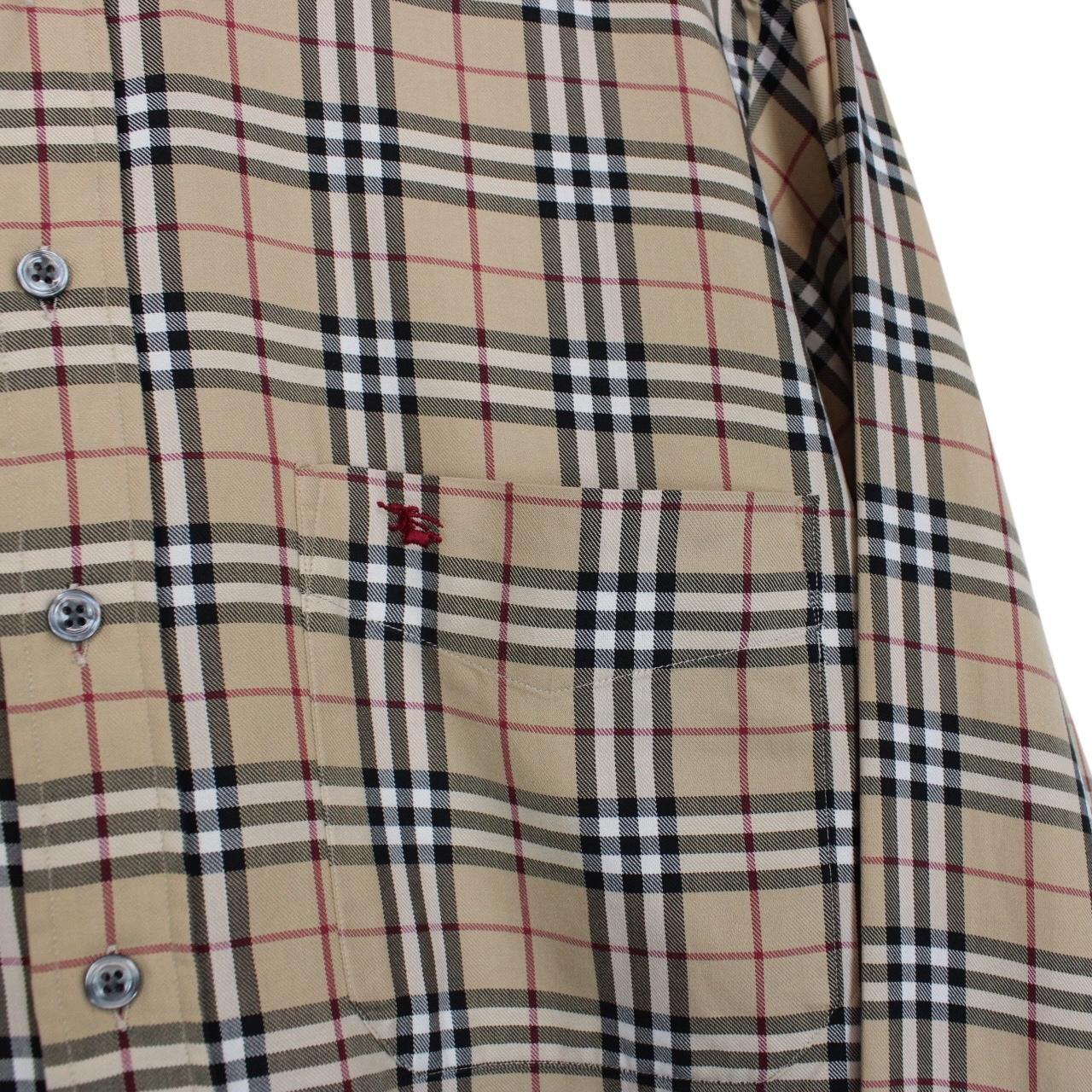 Vintage Burberry London Tan Brown Nova Check Long Sleeve Cotton Shirt