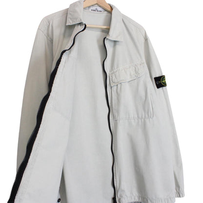 Stone Island AW 2022 Pale Blue Full Zip Cotton Overshirt Jacket
