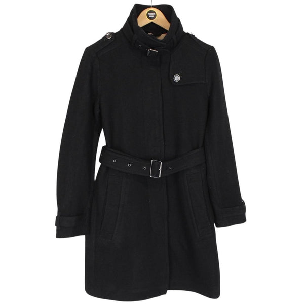 Burberry Brit Black Cashmere Wool Blend Belted Coat