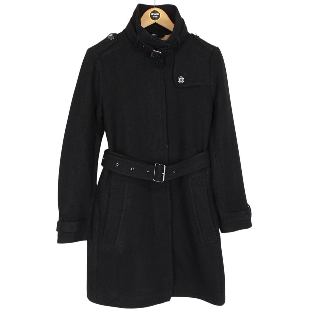Burberry Brit Black Cashmere Wool Blend Belted Coat