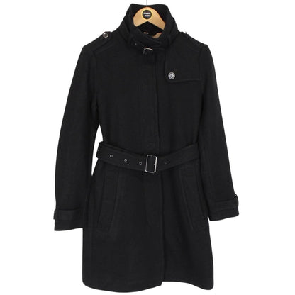 Burberry Brit Black Cashmere Wool Blend Belted Coat