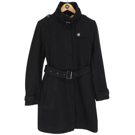Burberry Brit Black Cashmere Wool Blend Belted Coat