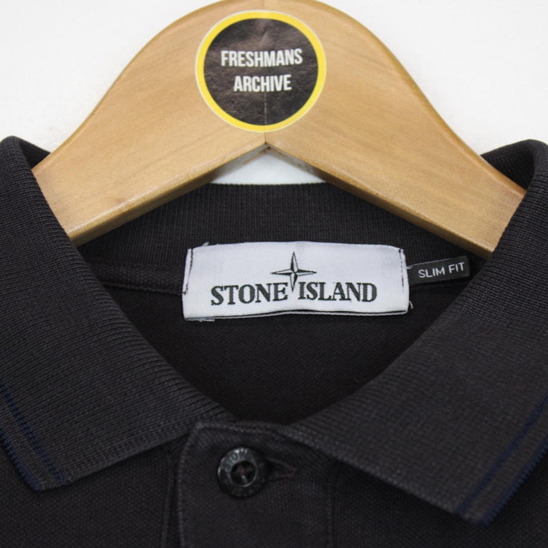 Stone Island Dark Grey Long Sleeve Compass Polo Shirt