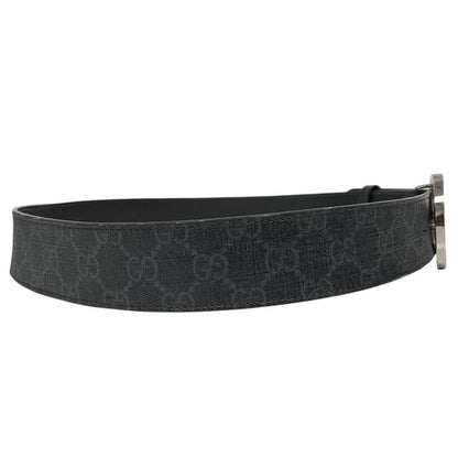 Gucci Black and Grey GG Supreme Monogram Canvas Belt with GG Buckle