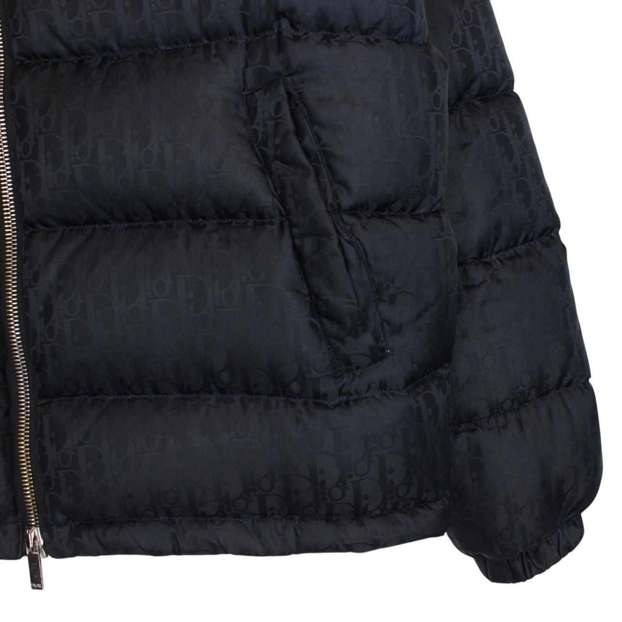 Dior Navy Blue Oblique Technical Full Zip Down Jacket