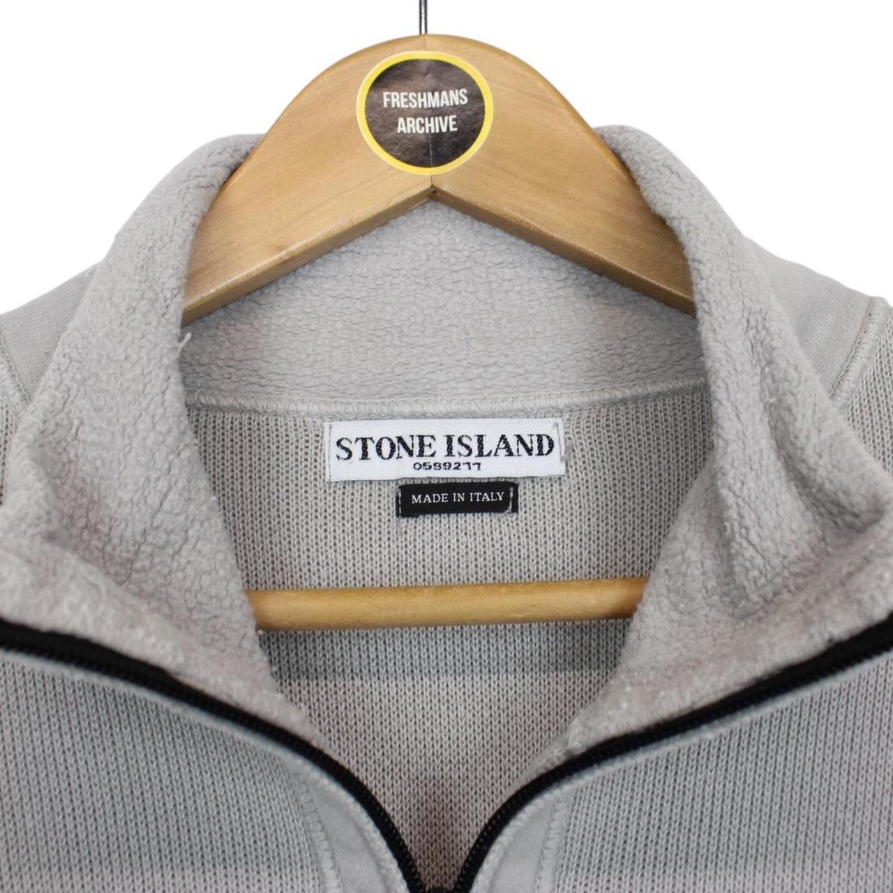 Vintage Stone Island AW 2005 Grey Cotton Knit 1/4 Zip Jumper