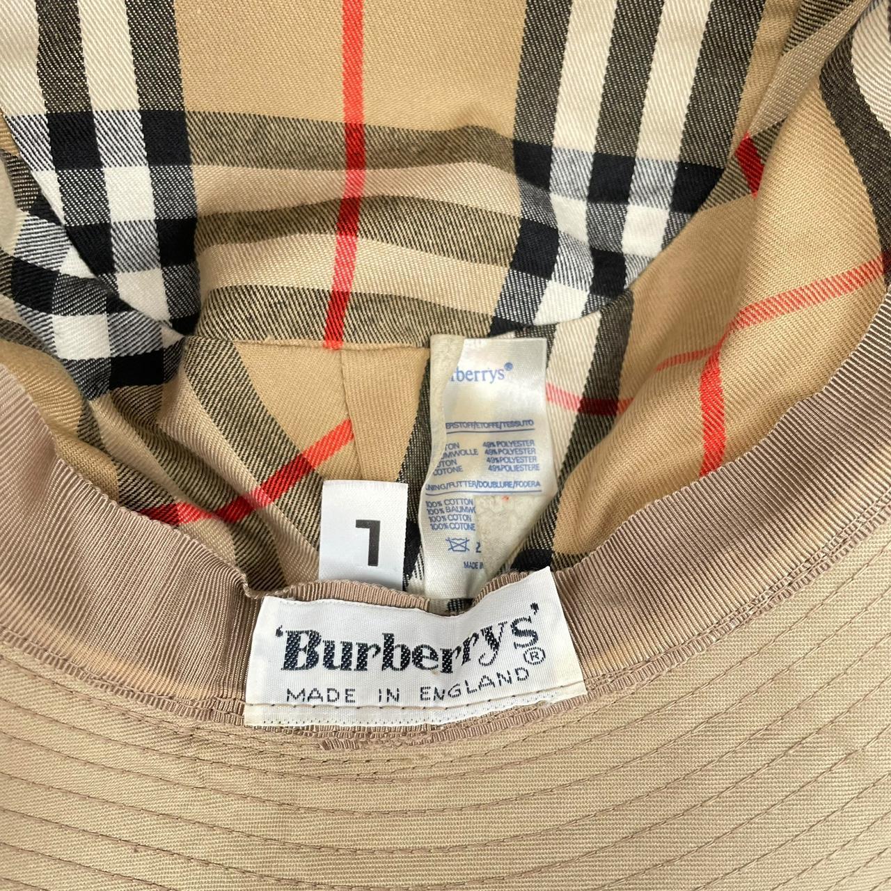 Vintage 80s Burberry Tan Brown Nova Check Cotton Bucket Hat
