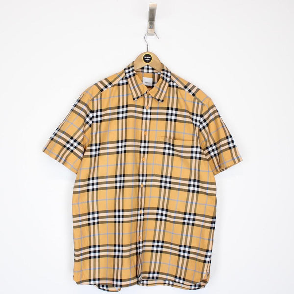 Burberry London Caxbridge Tan Brown Nova Check Short Sleeve Shirt