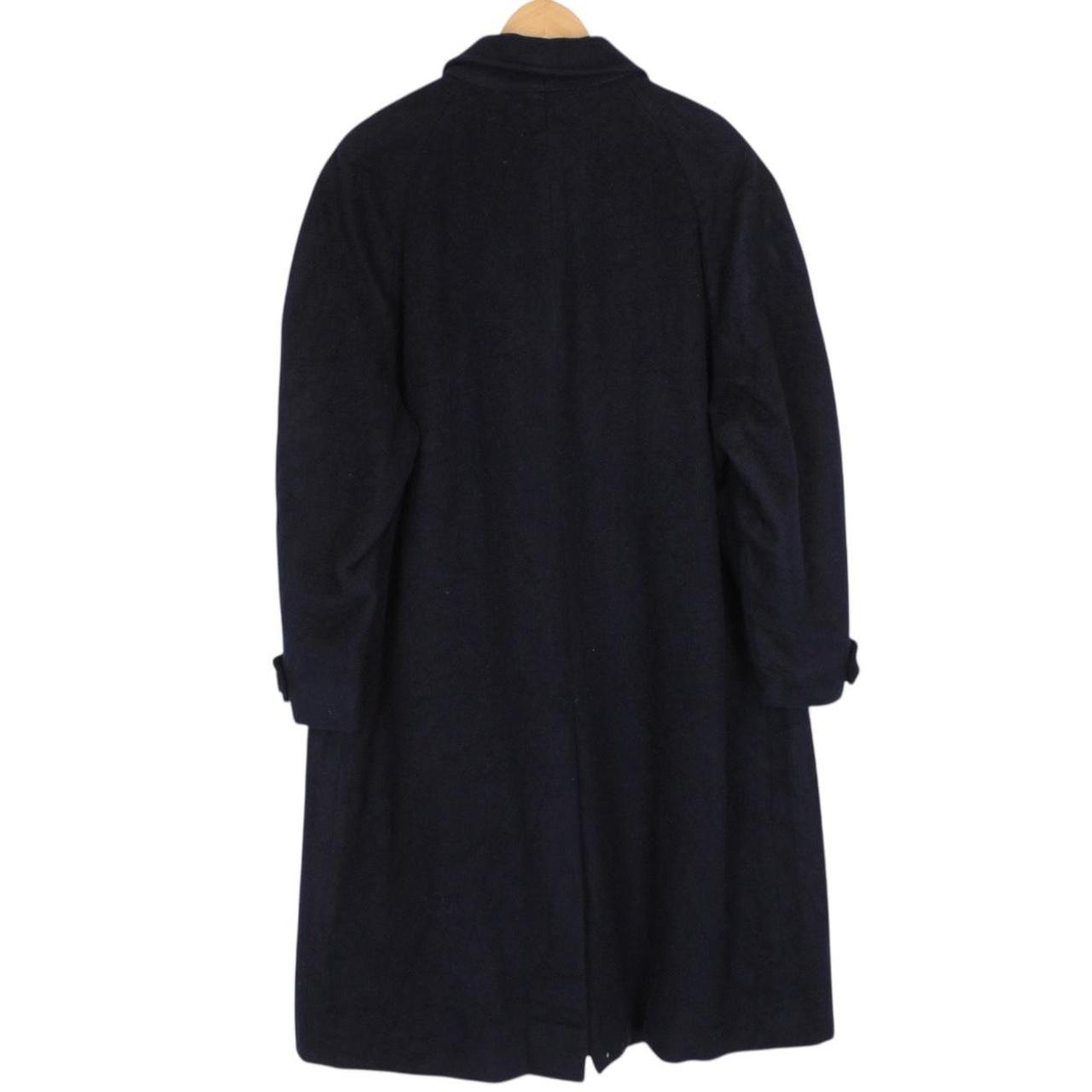 Vintage 90s Burberry Navy Blue Virgin Wool Overcoat