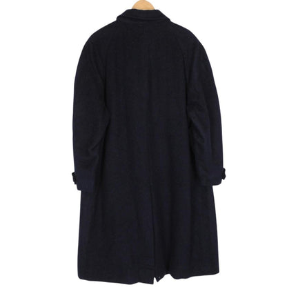 Vintage 90s Burberry Navy Blue Virgin Wool Overcoat