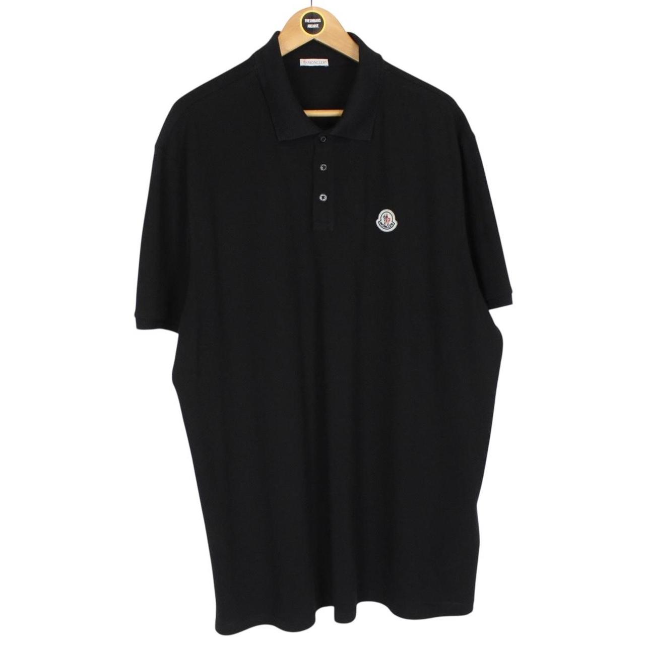 Moncler Black Short Sleeve Cotton Polo Shirt
