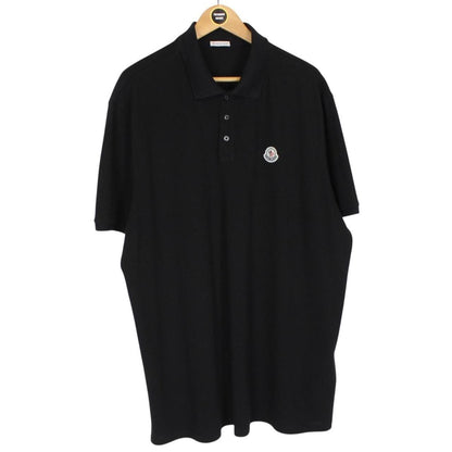 Moncler Black Short Sleeve Cotton Polo Shirt