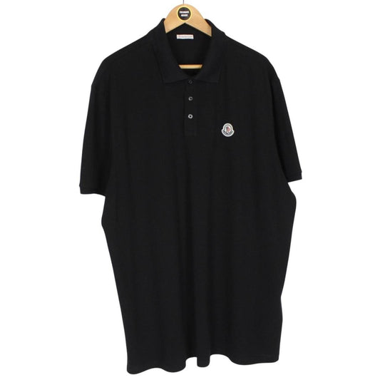 Moncler Black Short Sleeve Cotton Polo Shirt