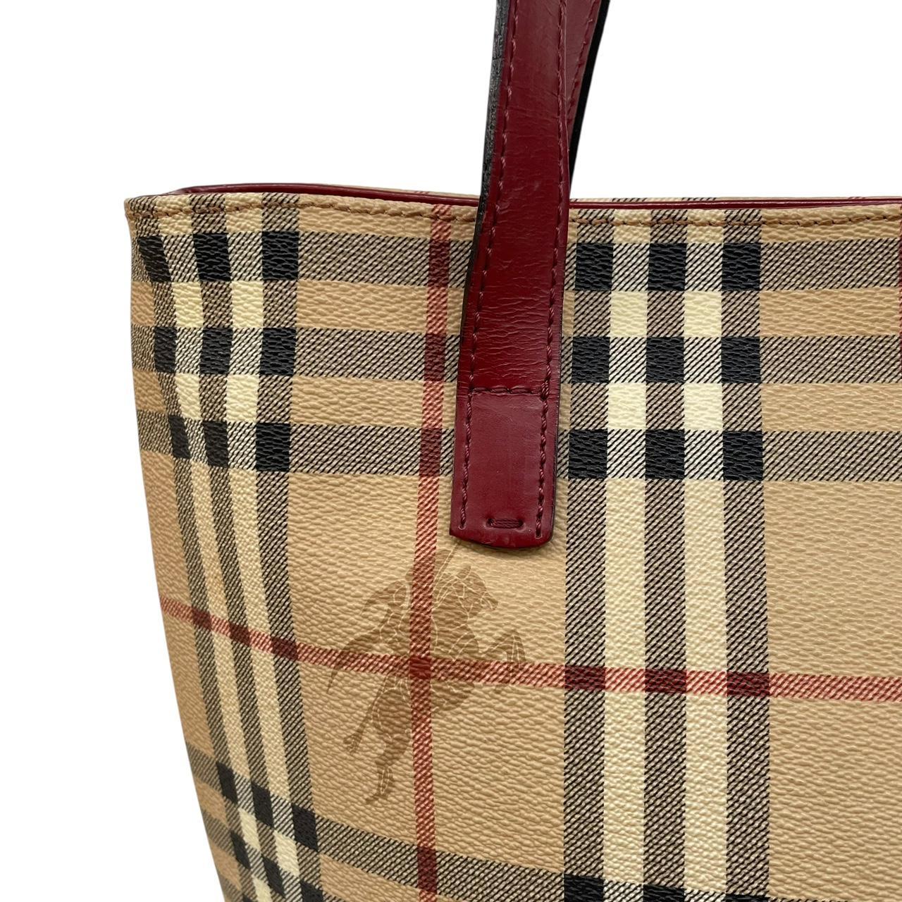 Burberry London Tan Brown Nova Check Coated Canvas Tote Bag
