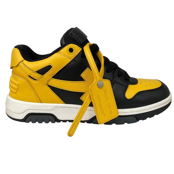 Off White Yellow and Black Out Of Office Leather Low Top Trainers