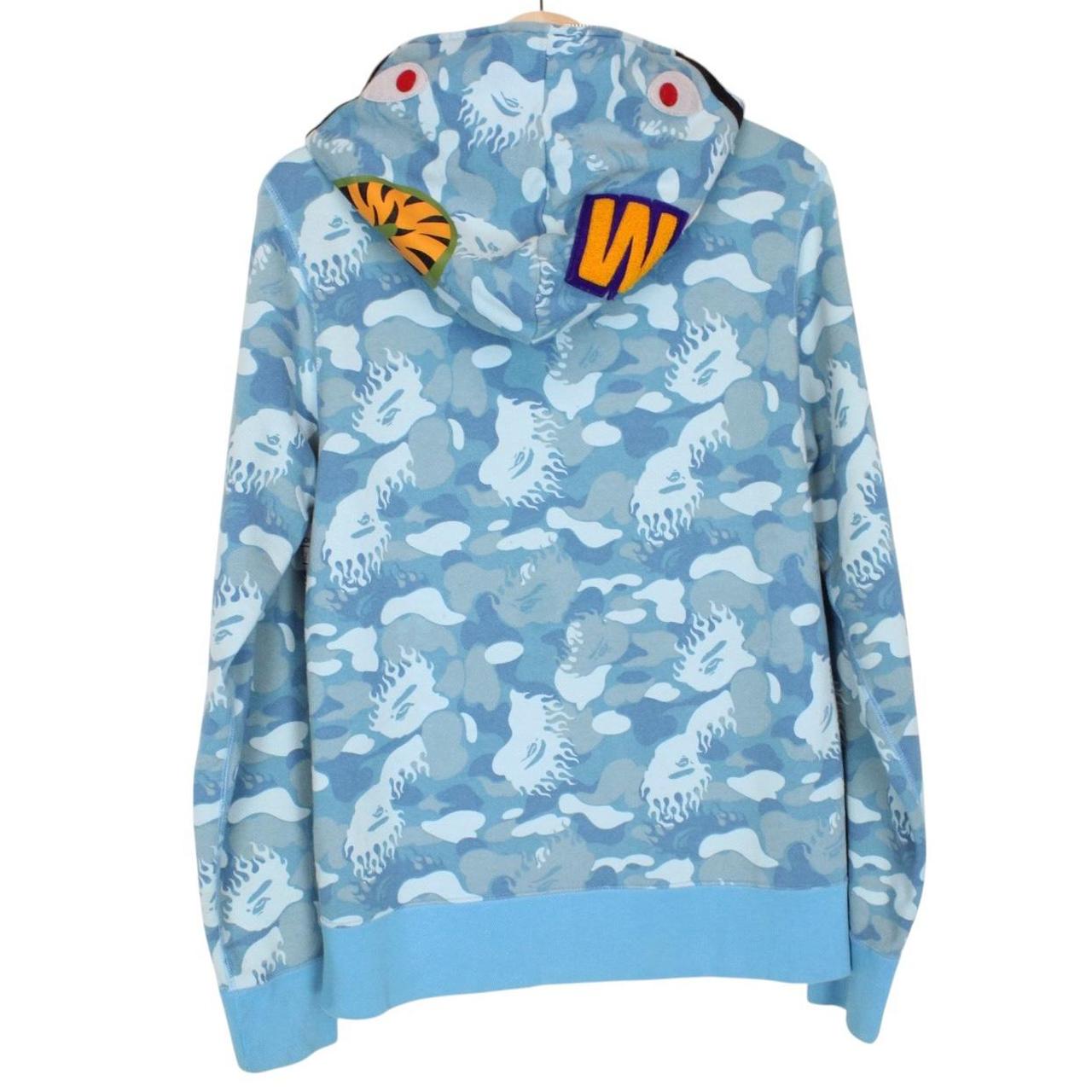 Bape Light Blue Fire Camo Full Zip WGM Shark Hoodie Jumper