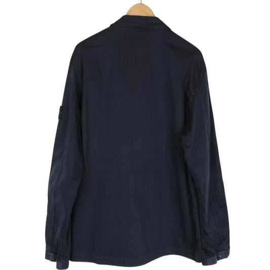 Stone Island SS 2024 Navy Blue Full Zip Cotton Overshirt Jacket