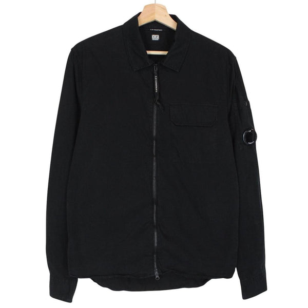 CP Company Black Full Zip Cotton Lens Overshirt Jacket