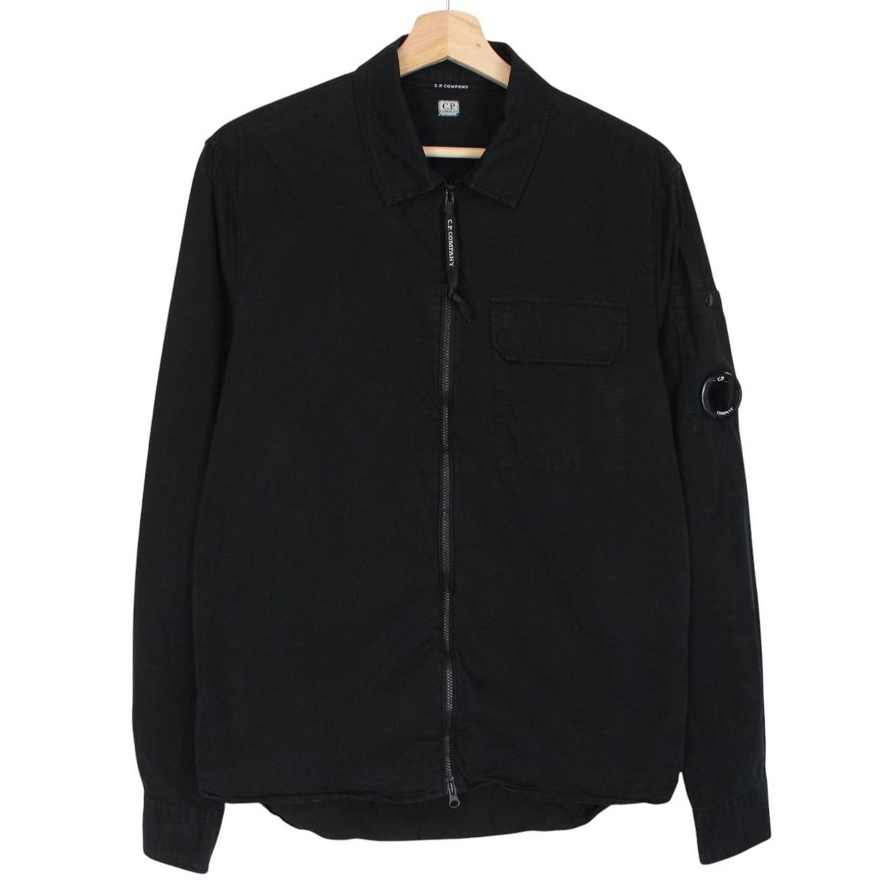 CP Company Black Full Zip Cotton Lens Overshirt Jacket