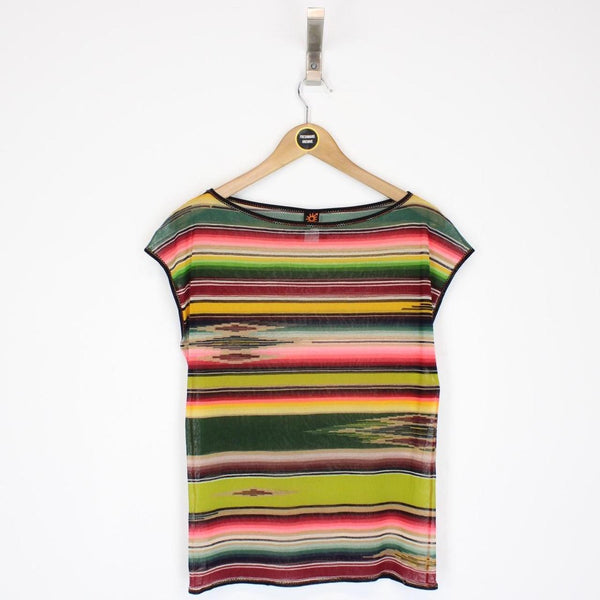 Jean Paul Gaultier Multicoloured Striped Mesh Sleeveless Top