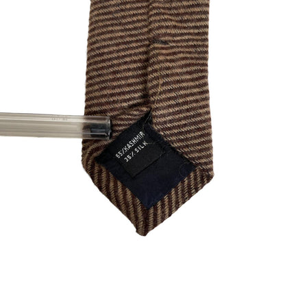Vintage Burberry London Brown Striped Cashmere/Silk Tie