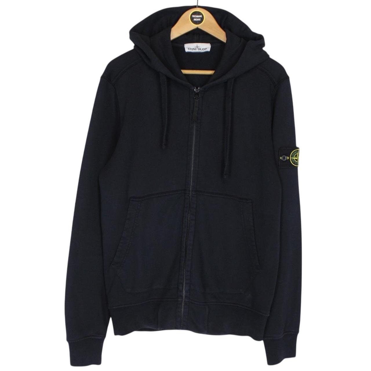 Stone Island SS 2019 Navy Blue Full Zip Cotton Hoodie Jumper