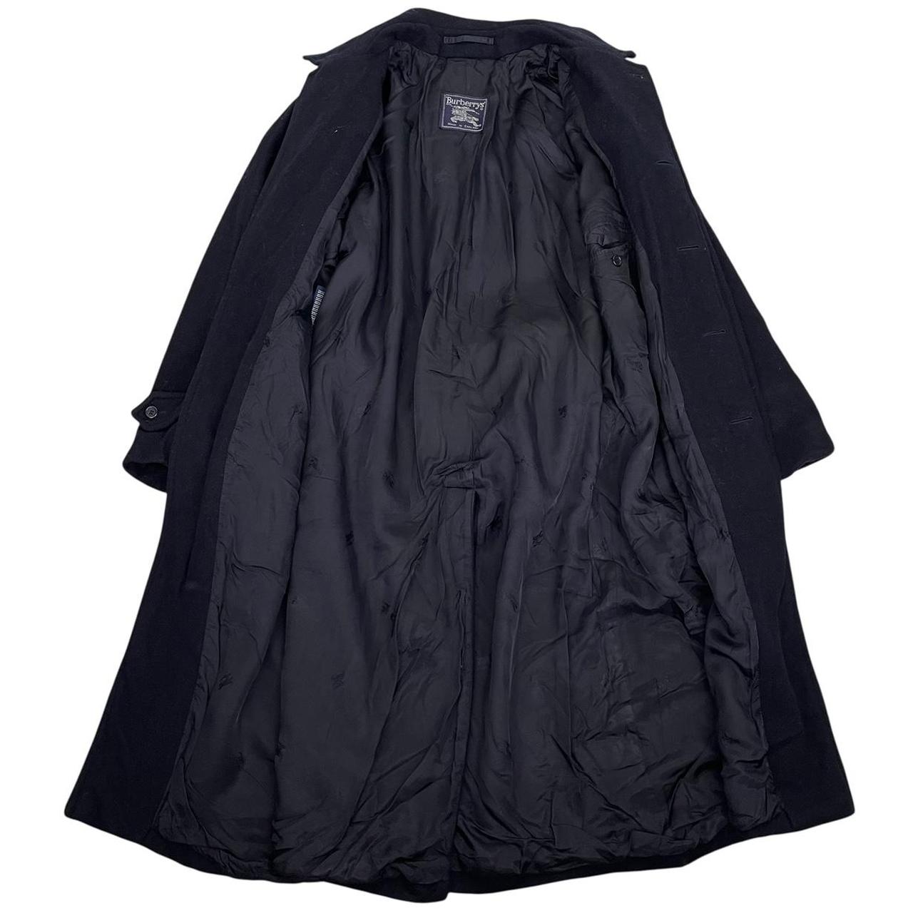 Vintage 90s Burberry Navy Blue Belted Wool Overcoat